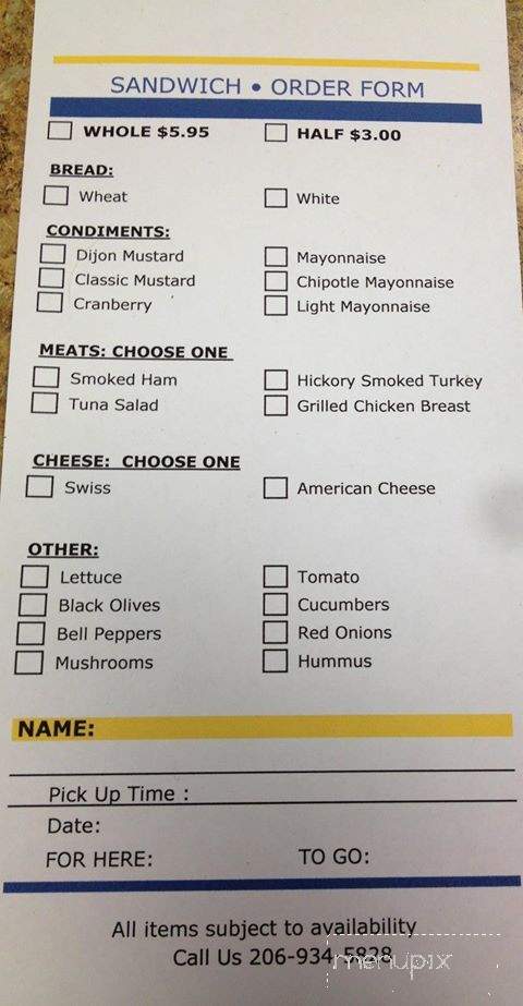 Bernie's Espresso and Deli - Seattle, WA menu_pic