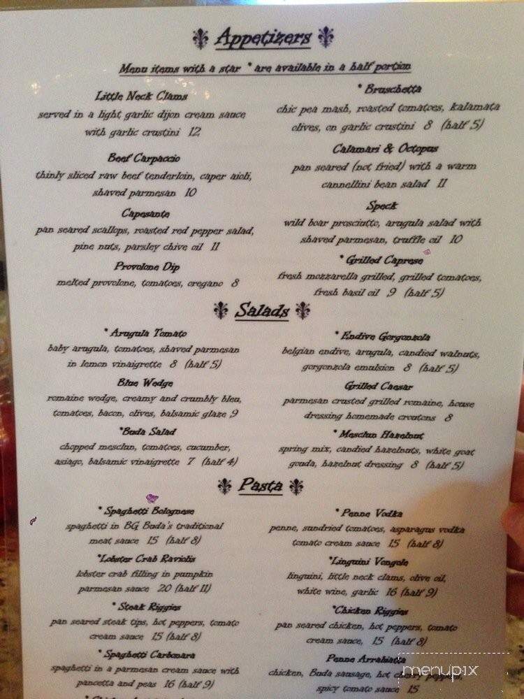 Bg Buda's - Cazenovia, NY menu_pic