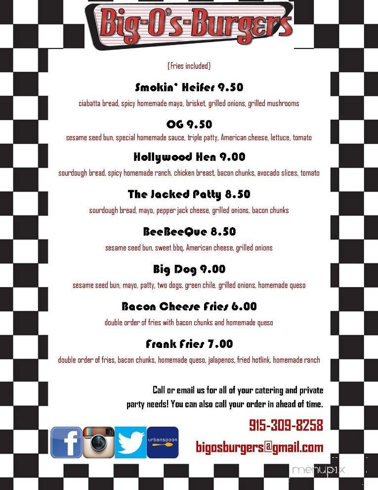 Big O's Burgers - El Paso, TX menu_pic