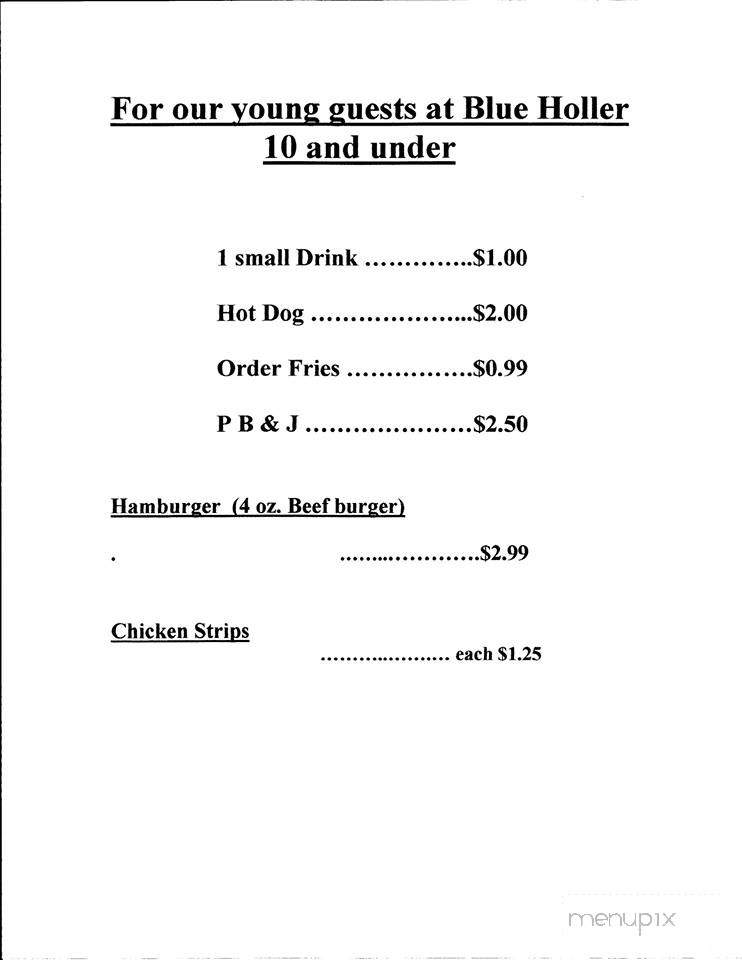 Blue Holler Cafe - Mammoth Cave, KY menu_pic