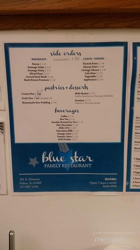 Blue Star - Fisher, IL menu_pic