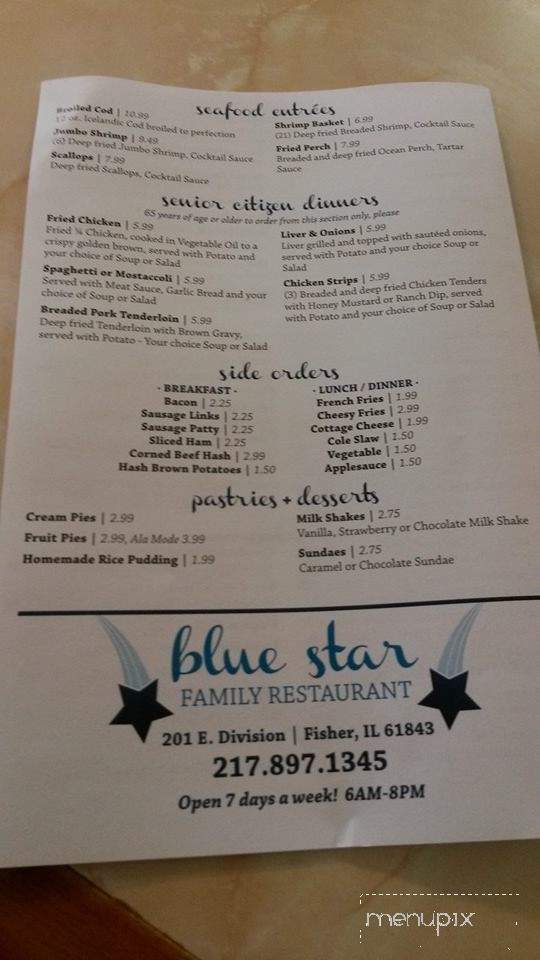 Blue Star - Fisher, IL menu_pic