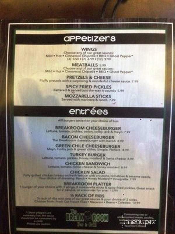 Break Room Bar and Grill - Crowley, TX menu_pic