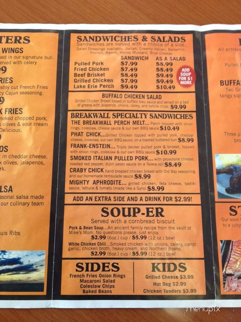 Breakwall BBQ - Conneaut, OH menu_pic
