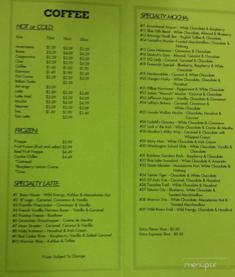 Brew House Coffee and More - Rice Lake, WI menu_pic