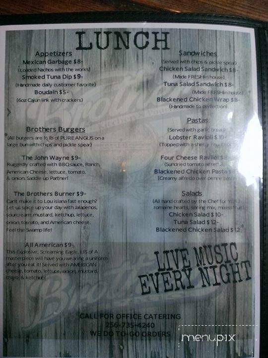 Brothers Kitchen and Pourhouse - Cullman, AL menu_pic