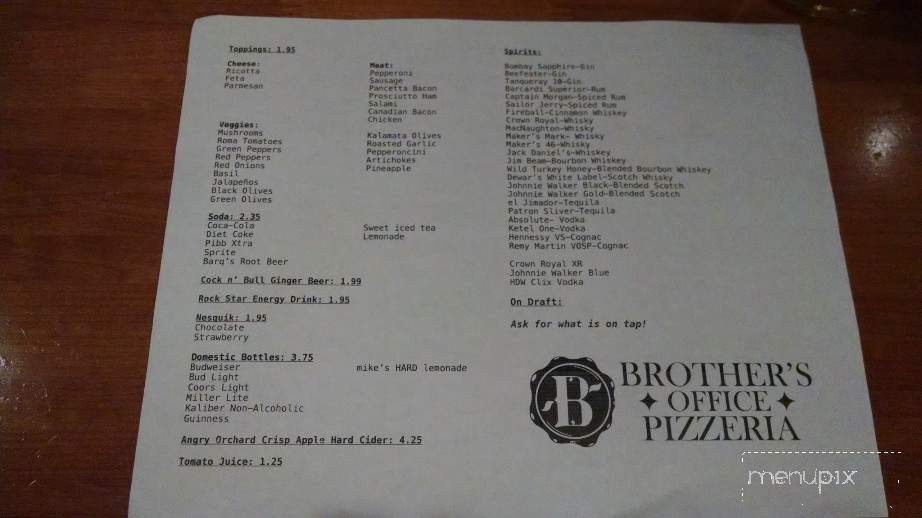 Brother's Office Pizza - Spokane Valley, WA menu_pic