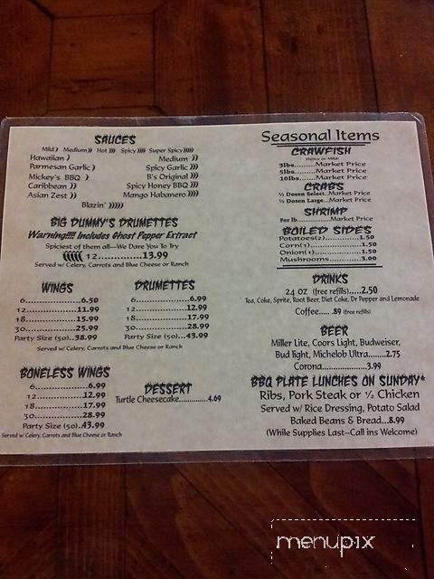 B'S Wild Wings Bar-B-Que and Boiling - Kaplan, LA menu_pic