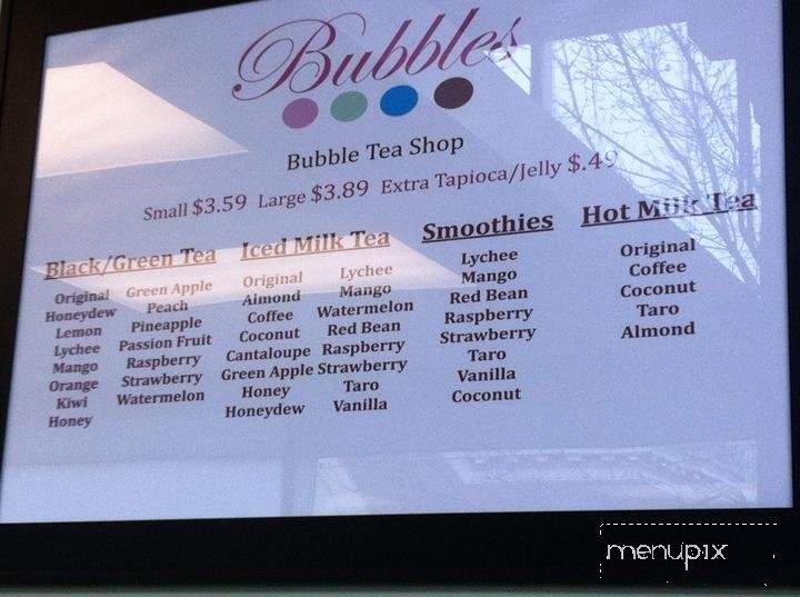 Bubbles - Tacoma, WA menu_pic
