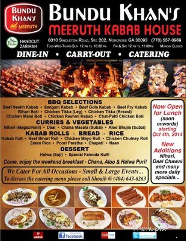 Bundu Khan's Meeruth Kabab House - Norcross, GA menu_pic