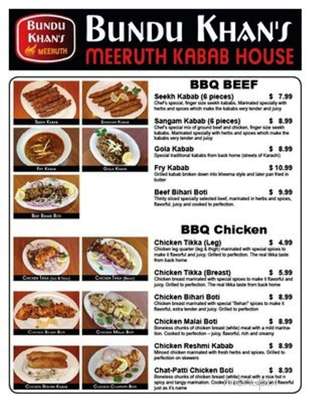 Bundu Khan's Meeruth Kabab House - Norcross, GA menu_pic