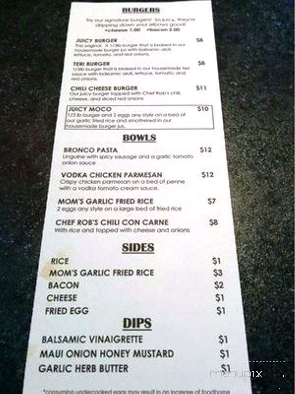Burgers and Things - Honolulu, HI menu_pic