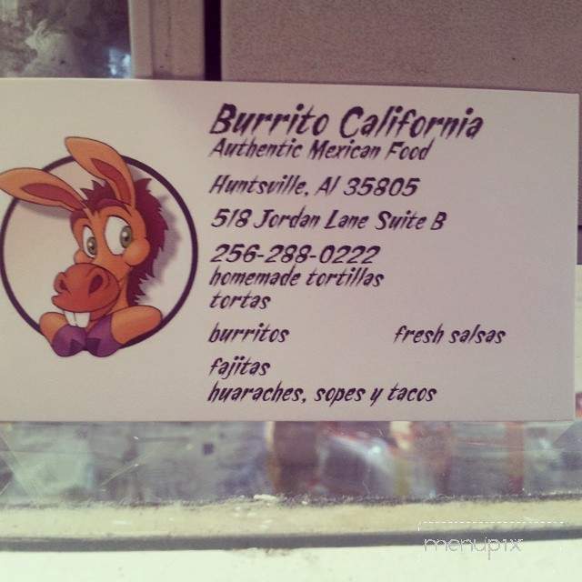 Burrito California - Huntsville, AL menu_pic