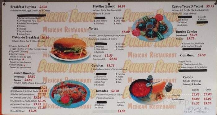 Burrito Rapido - Commerce City, CO menu_pic
