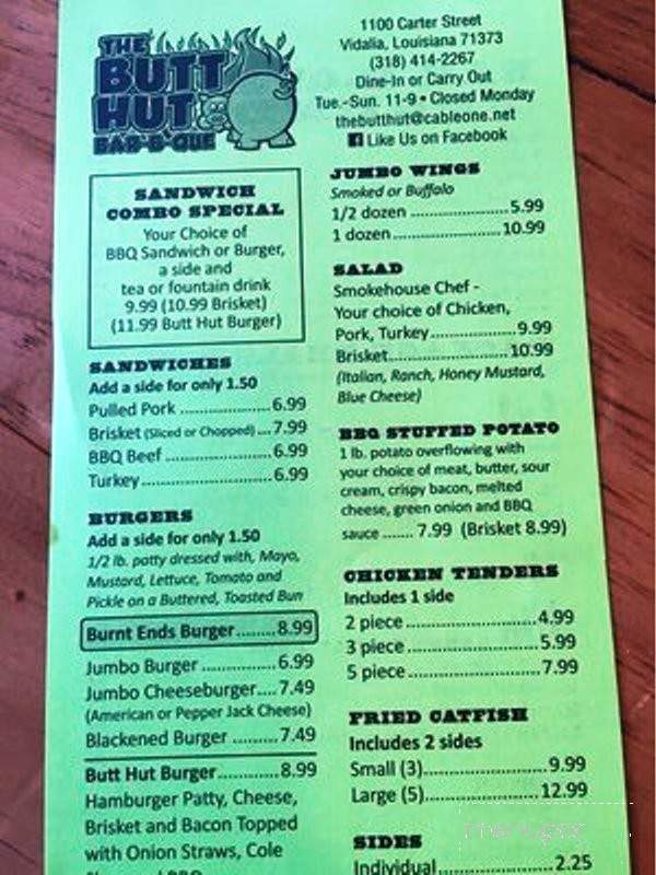 Butt Hut - Vidalia, LA menu_pic