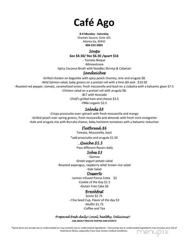 Cafe Ago - Atlanta, GA menu_pic