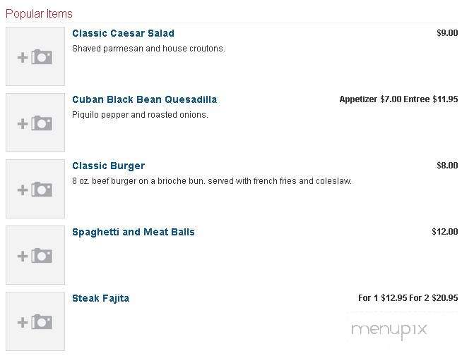 Cafe Mirasol - Washington, DC menu_pic