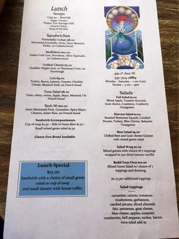 Cafe Sirene - Albany, OR menu_pic