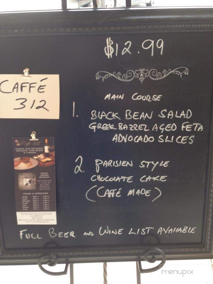 Caffe 312 - Greenwood, SC menu_pic