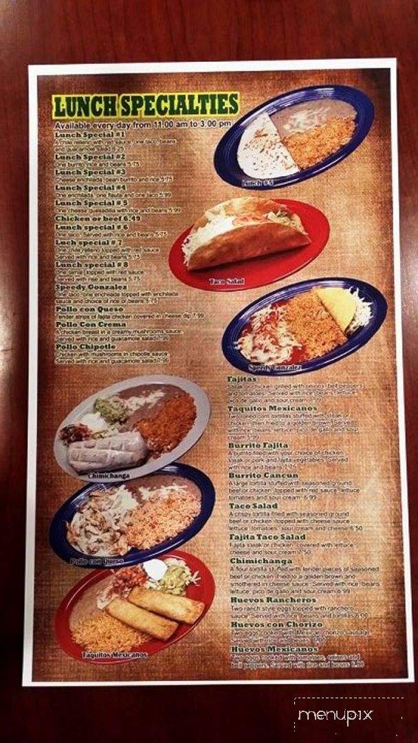 Cancun Mexican Cuisine - Warrensburg, MO menu_pic