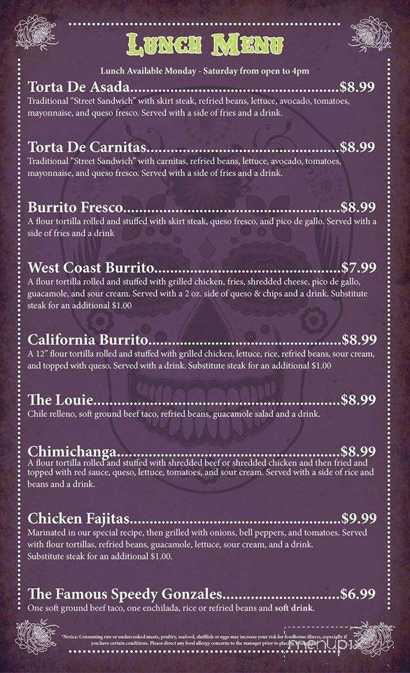 Cantina Louie - St Augustine, FL menu_pic