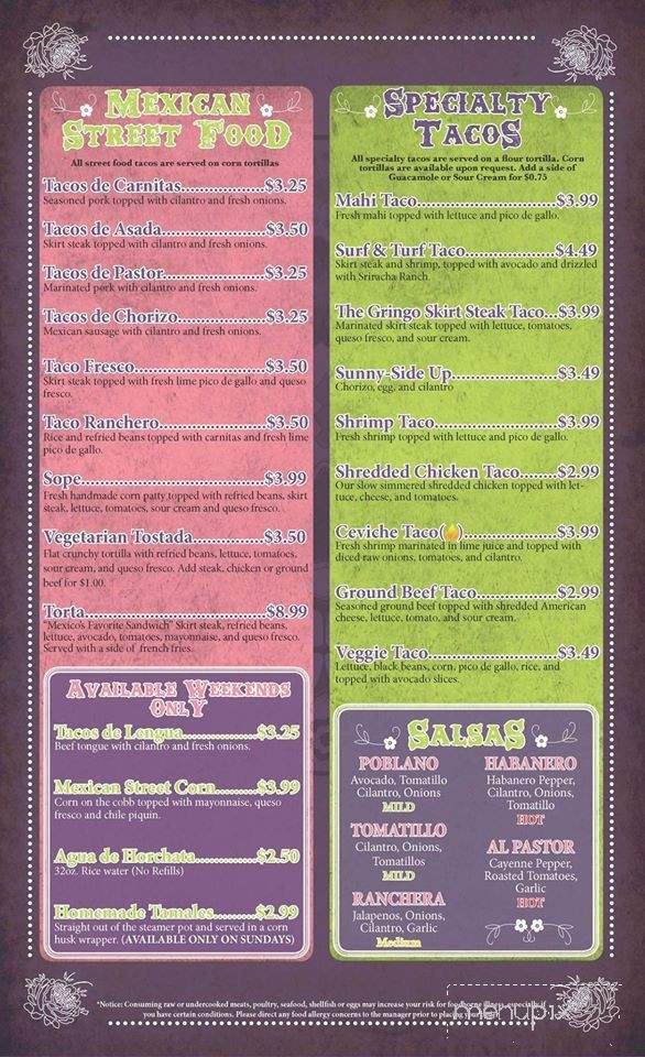 Cantina Louie - St Augustine, FL menu_pic
