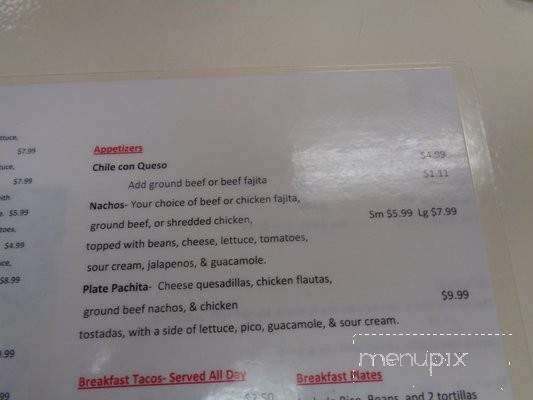 Casa Pachita - College Station, TX menu_pic