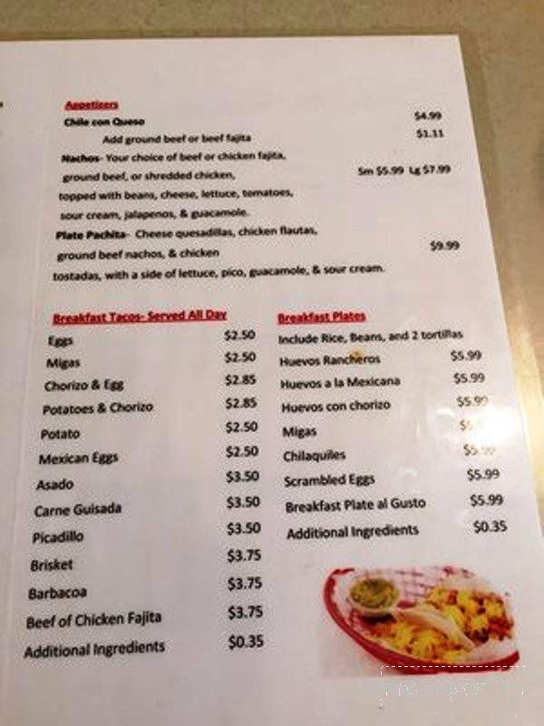 Casa Pachita - College Station, TX menu_pic