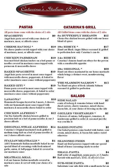 Catarina's Italian Bistro - Medina, TN menu_pic