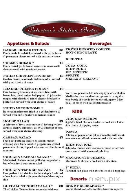 Catarina's Italian Bistro - Medina, TN menu_pic