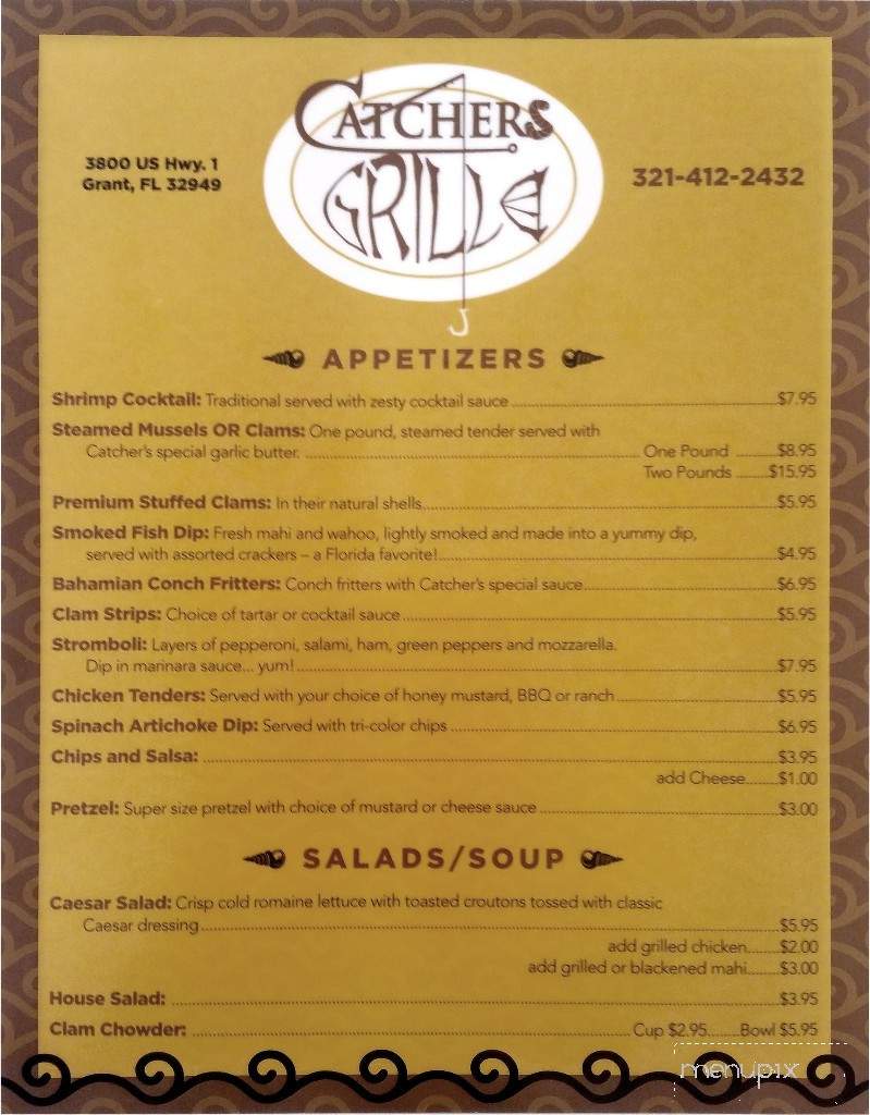 Catcher's Grill - Grant-Valkaria, FL menu_pic