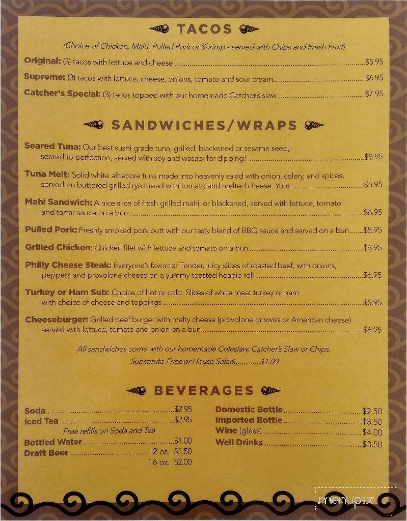 Catcher's Grill - Grant-Valkaria, FL menu_pic