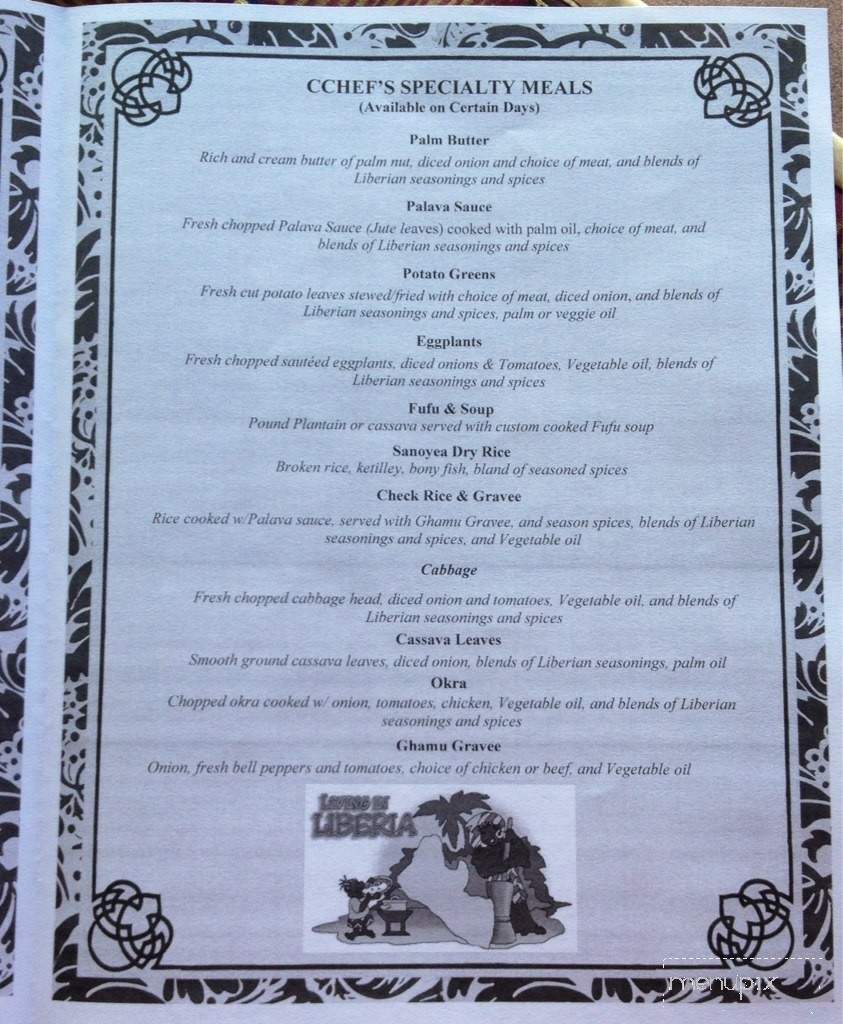 CCHEF'S Restaurant - Johnson City, TN menu_pic