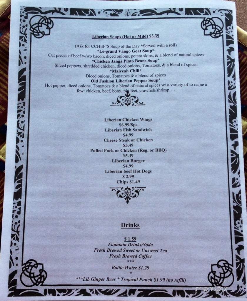 CCHEF'S Restaurant - Johnson City, TN menu_pic