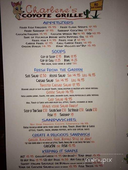 Charlene's Coyote Grille - Fort Pierce, FL menu_pic