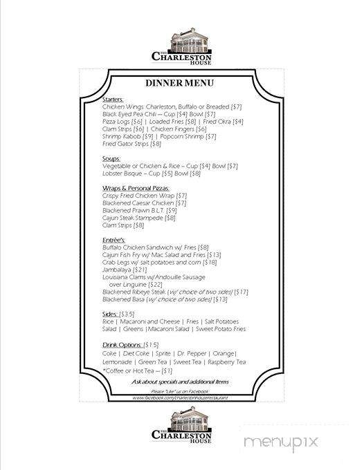 Charleston House - Rochester, NY menu_pic