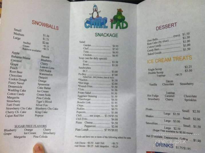 Chill Pad - New Iberia, LA menu_pic