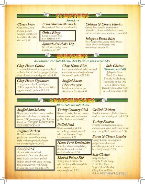 Chop House Grille - Linn, MO menu_pic