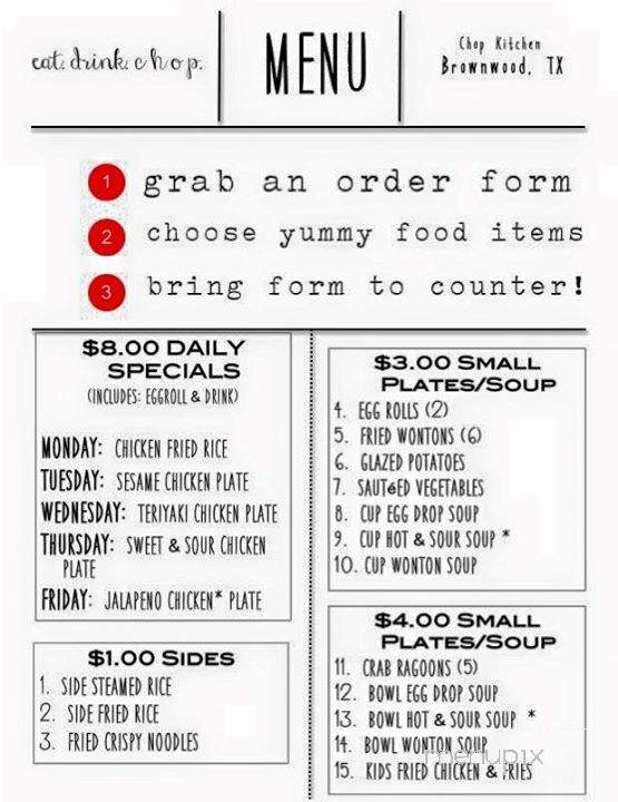 Chop Kitchen - Brownwood, TX menu_pic
