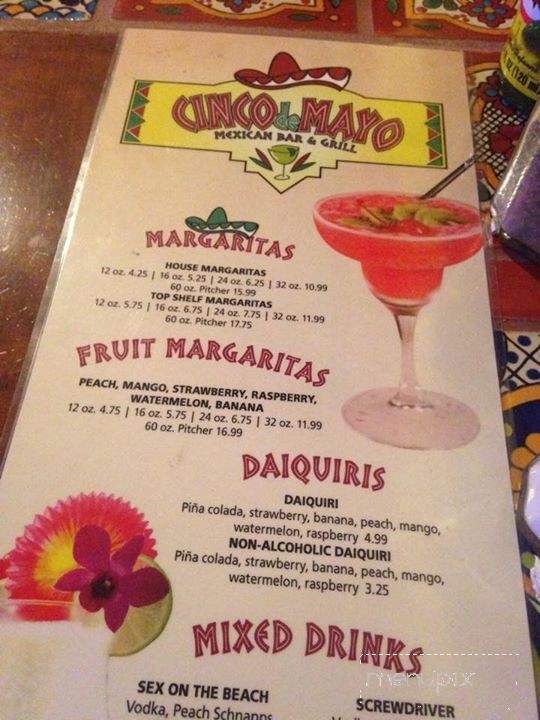 Cinco de Mayo Mexican Bar and Grill - Bardstown, KY menu_pic
