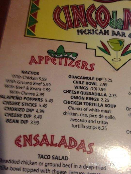 Cinco de Mayo Mexican Bar and Grill - Bardstown, KY menu_pic