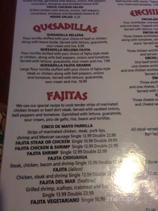 Cinco de Mayo Mexican Bar and Grill - Bardstown, KY menu_pic
