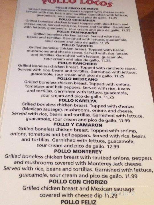 Cinco de Mayo Mexican Bar and Grill - Bardstown, KY menu_pic