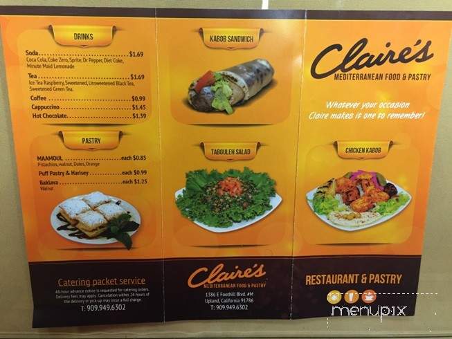 /380252964/Claires-Mediterranean-Food-and-Pastry-Menu-Upland-CA - Upland, CA