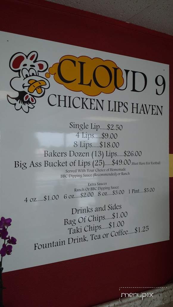 Menu of Cloud 9 Chicken Lips Haven in Salina, KS 67401