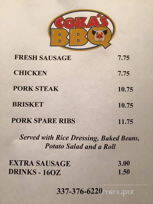 Coka's Grill - New Iberia, LA menu_pic