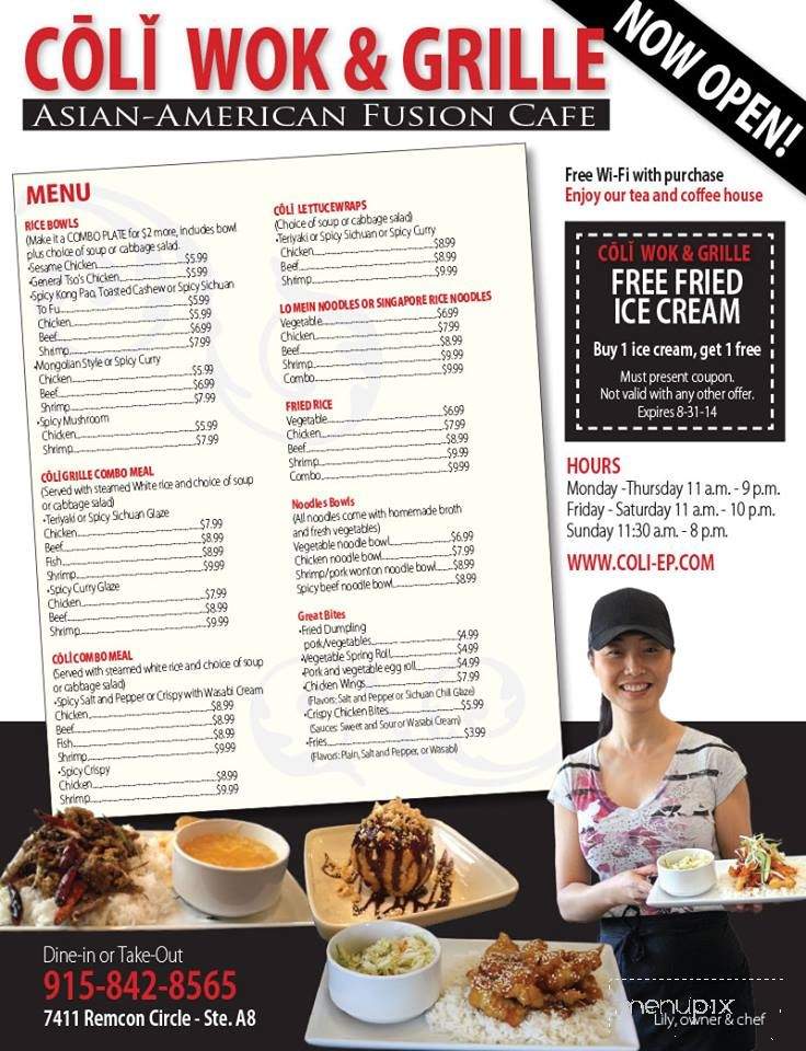 Coli Wok & Grille - El Paso, TX menu_pic