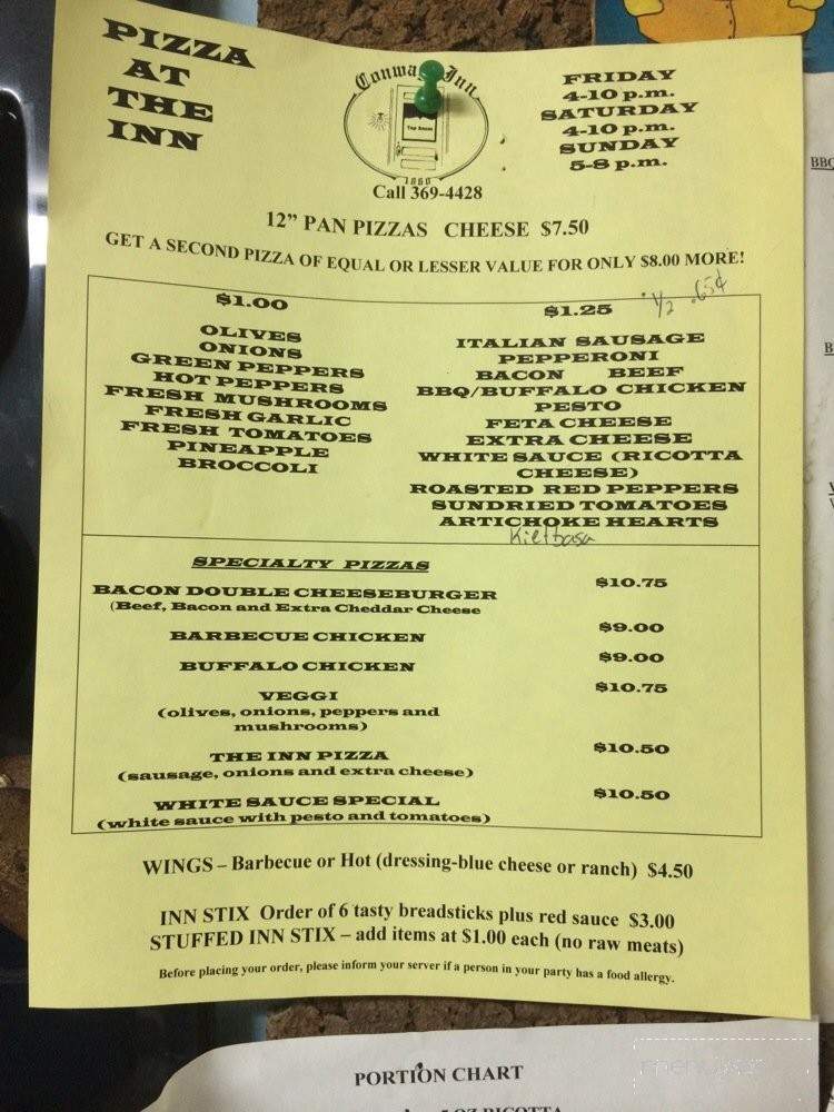 Conway Inn - Conway, MA menu_pic