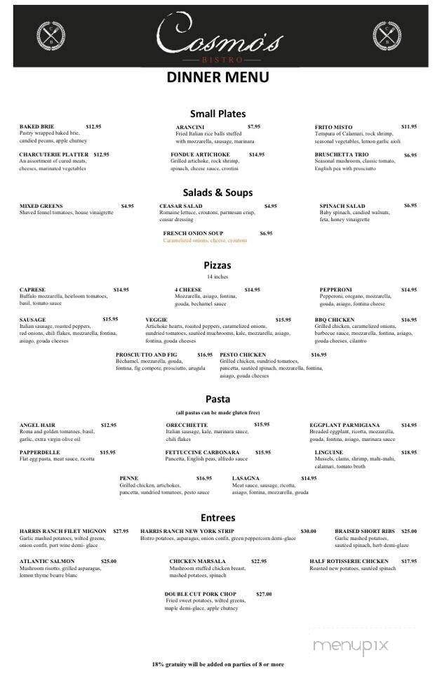 Cosmo's Bistro - Glendora, CA menu_pic
