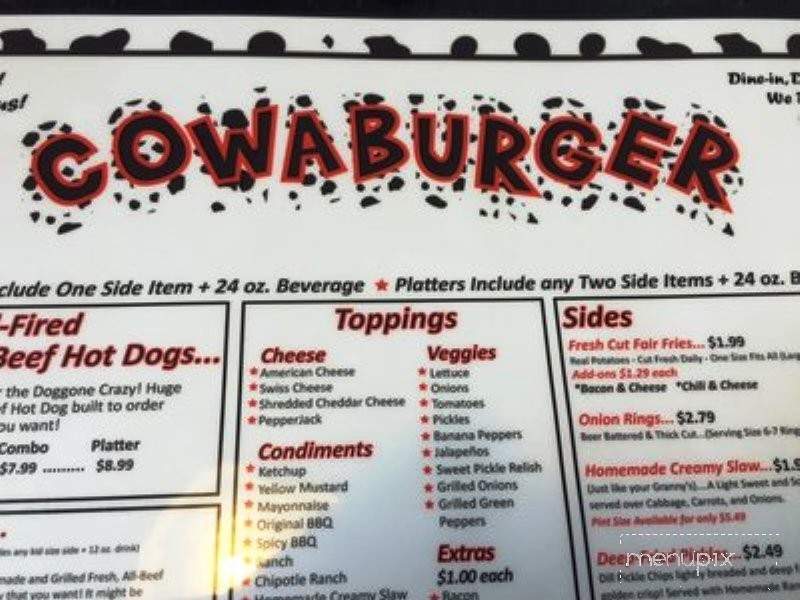CowaBurger - Hillsboro, OH menu_pic